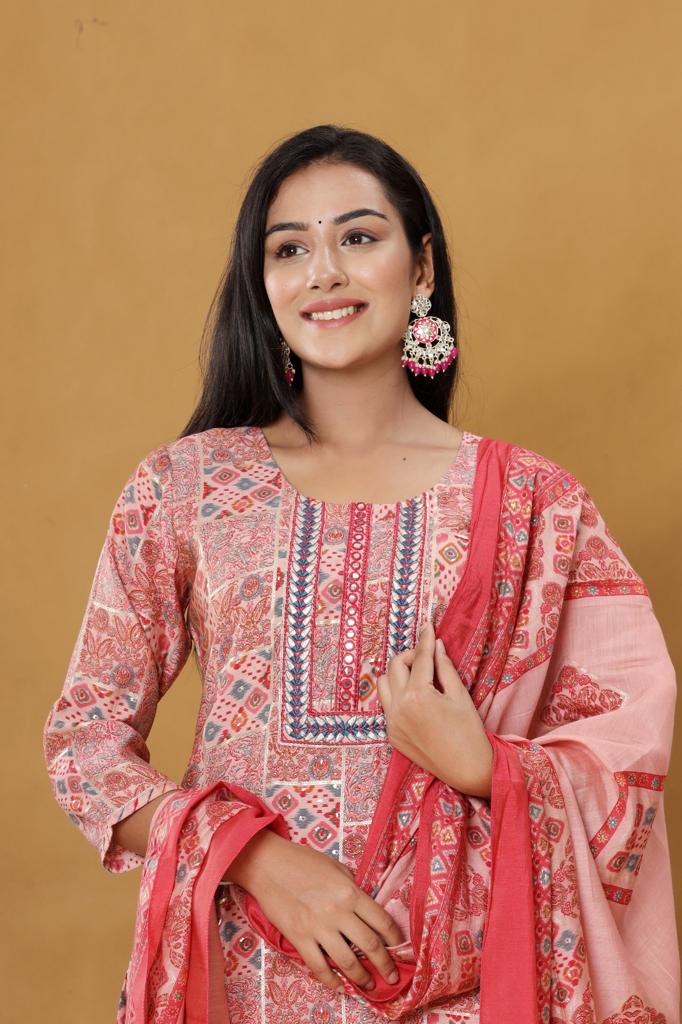 KAINOOSH modaal silk printed with embroidery K518