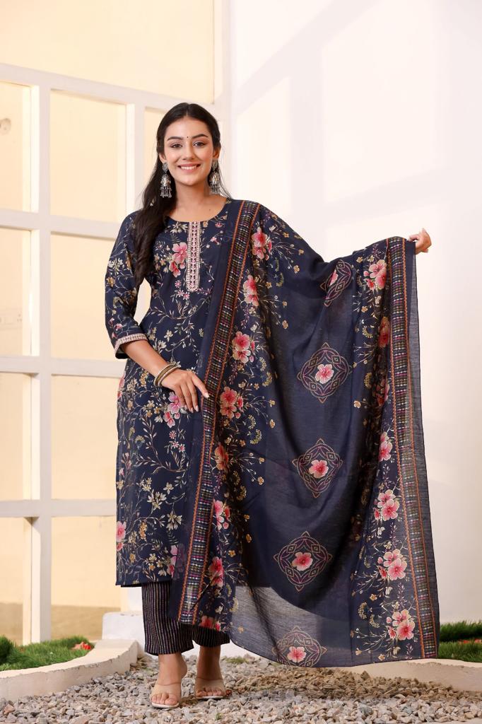 KAINOOSH festive wear modaal silk K525 navyblue