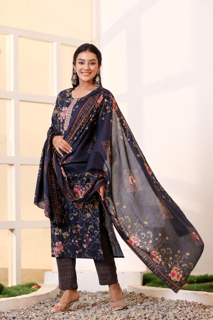 KAINOOSH festive wear modaal silk K525 navyblue