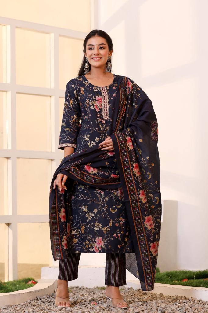 KAINOOSH festive wear modaal silk K525 navyblue