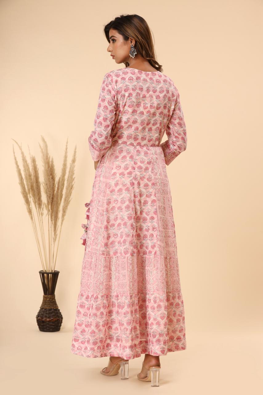 pure mul cotton long dress K566 pink