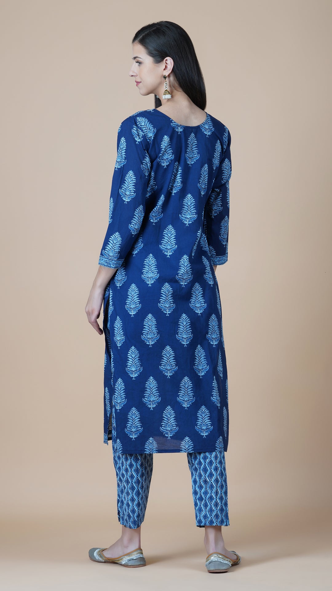 KAINOOSH PURE COTTON WITH MIRROR WORK - NAVY BLUE (K362)