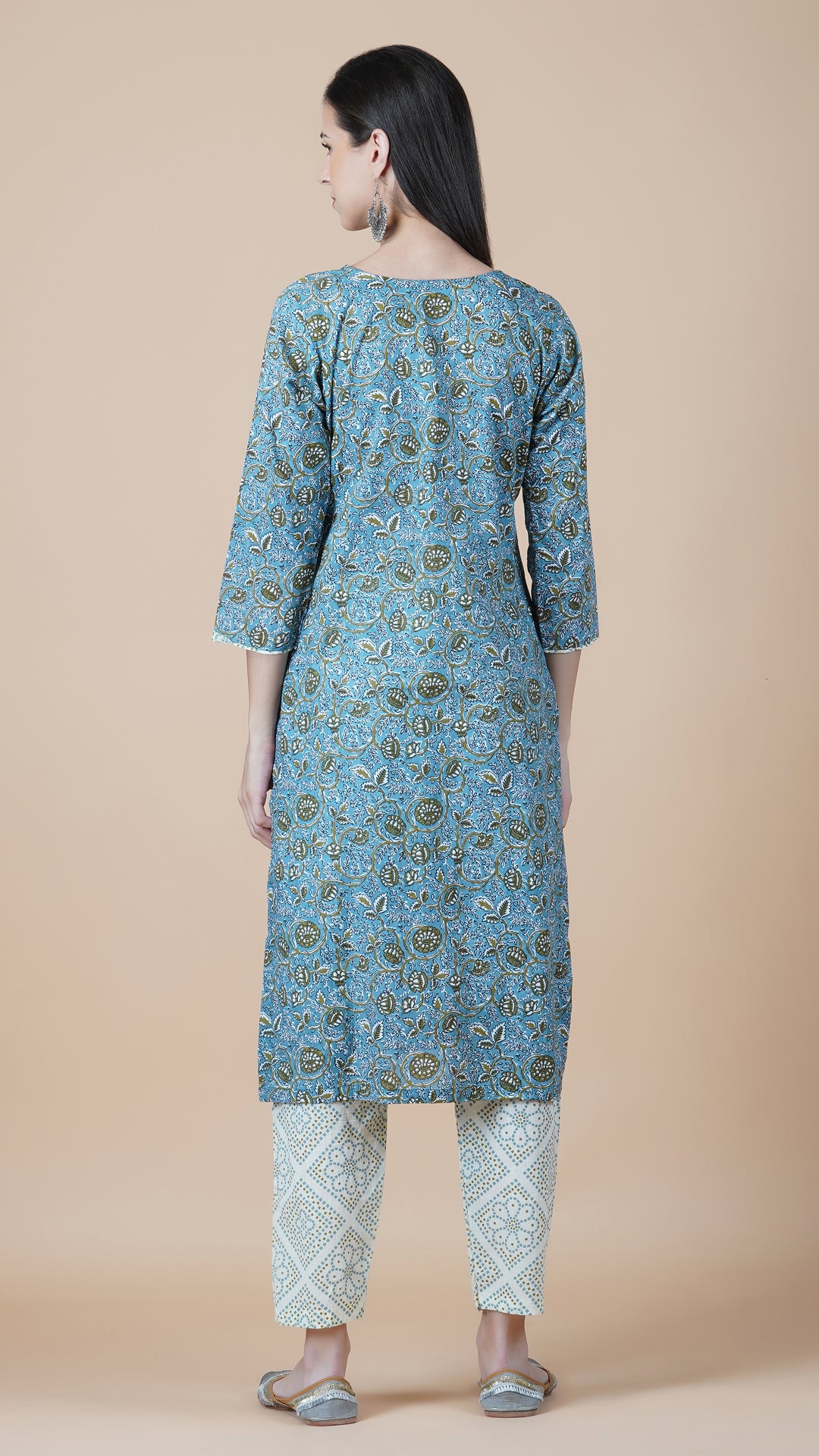 KAINOOSH PURE COTTON KURTA SET WITH THREAD EMBROIDERY - GREEN (K356)