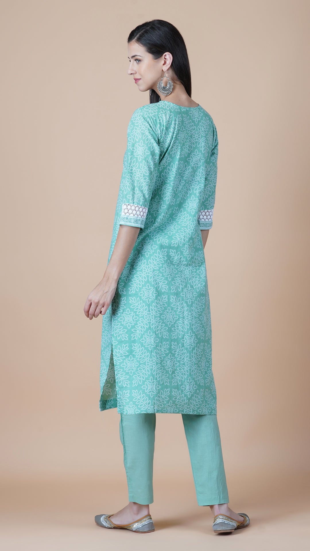 KAINOOSH PURE COTTON KURTA SET - PISTA GREEN (K371)