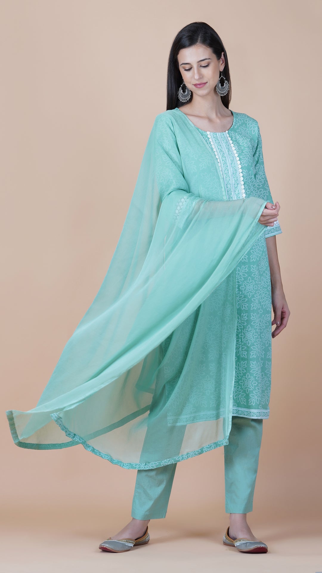 KAINOOSH PURE COTTON KURTA SET - PISTA GREEN (K371)