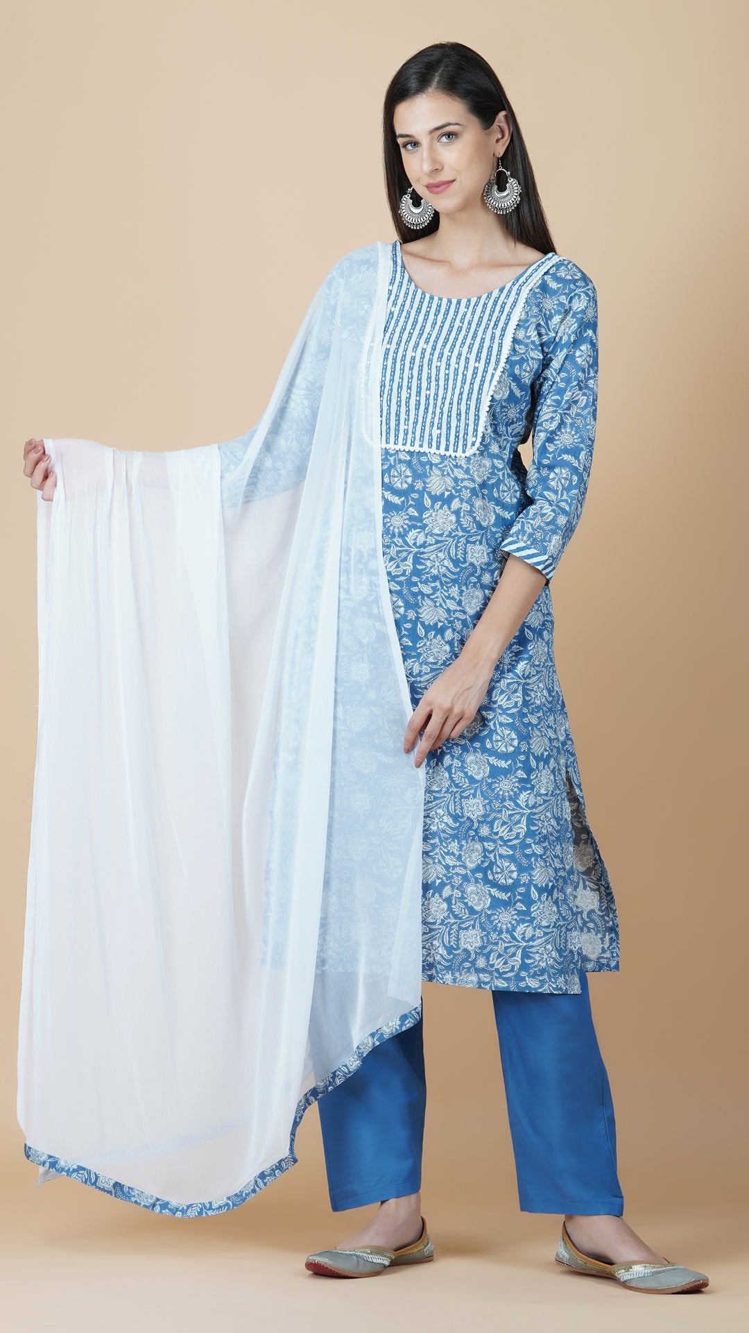 KAINOOSH PURE COTTON KURTA SET - GREY (K345)