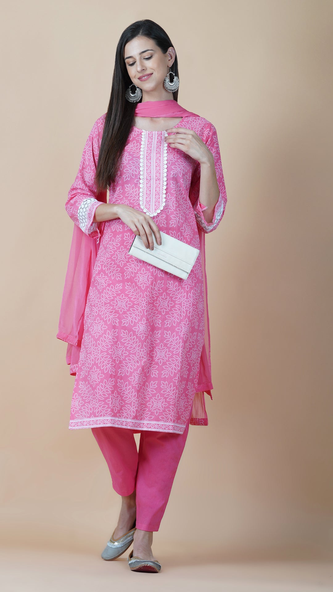 KAINOOSH PURE COTTON KURTA SET - PEACH (K371)