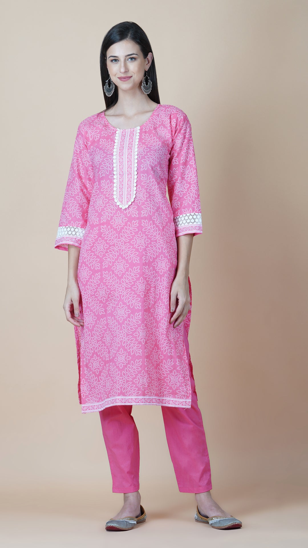 KAINOOSH PURE COTTON KURTA SET - PEACH (K371)