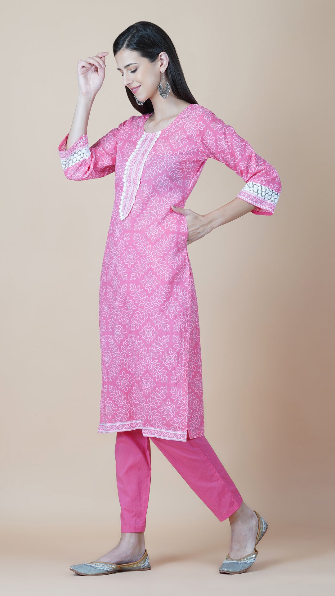 KAINOOSH PURE COTTON KURTA SET - PEACH (K371)