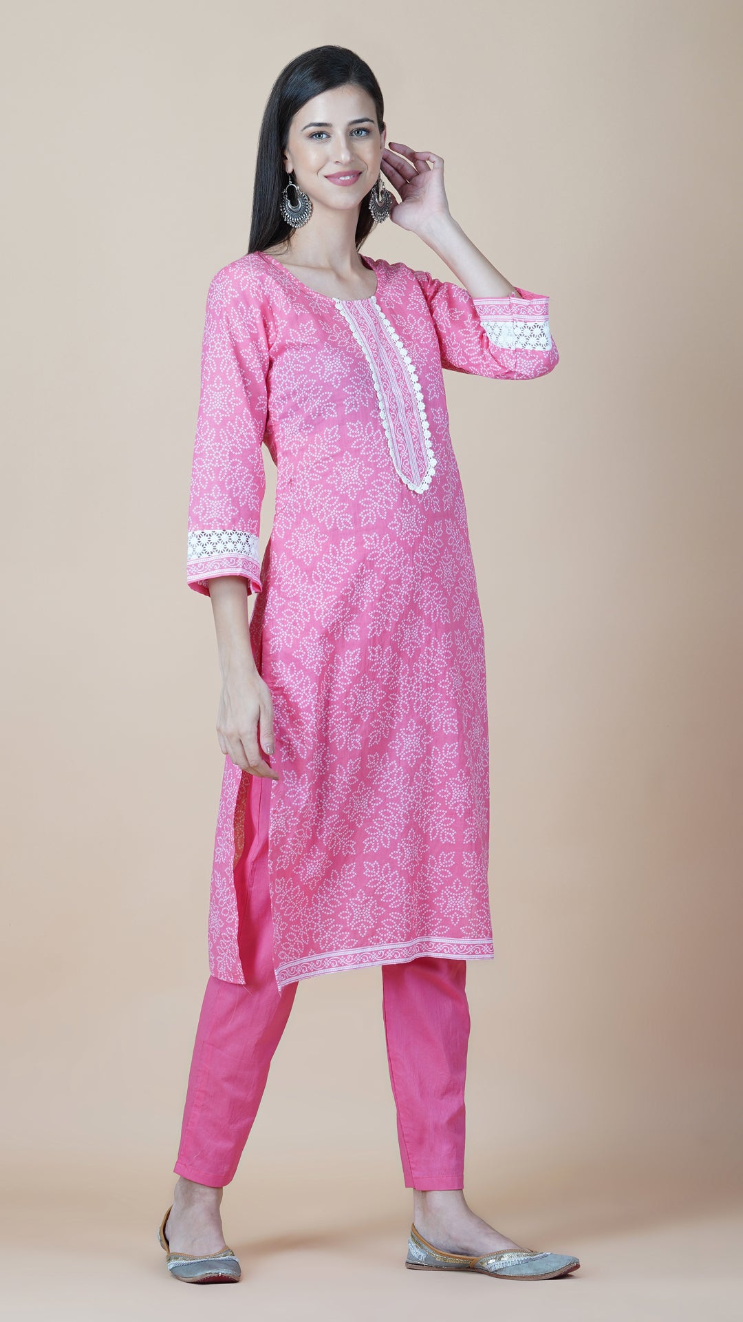 KAINOOSH PURE COTTON KURTA SET - PEACH (K371)