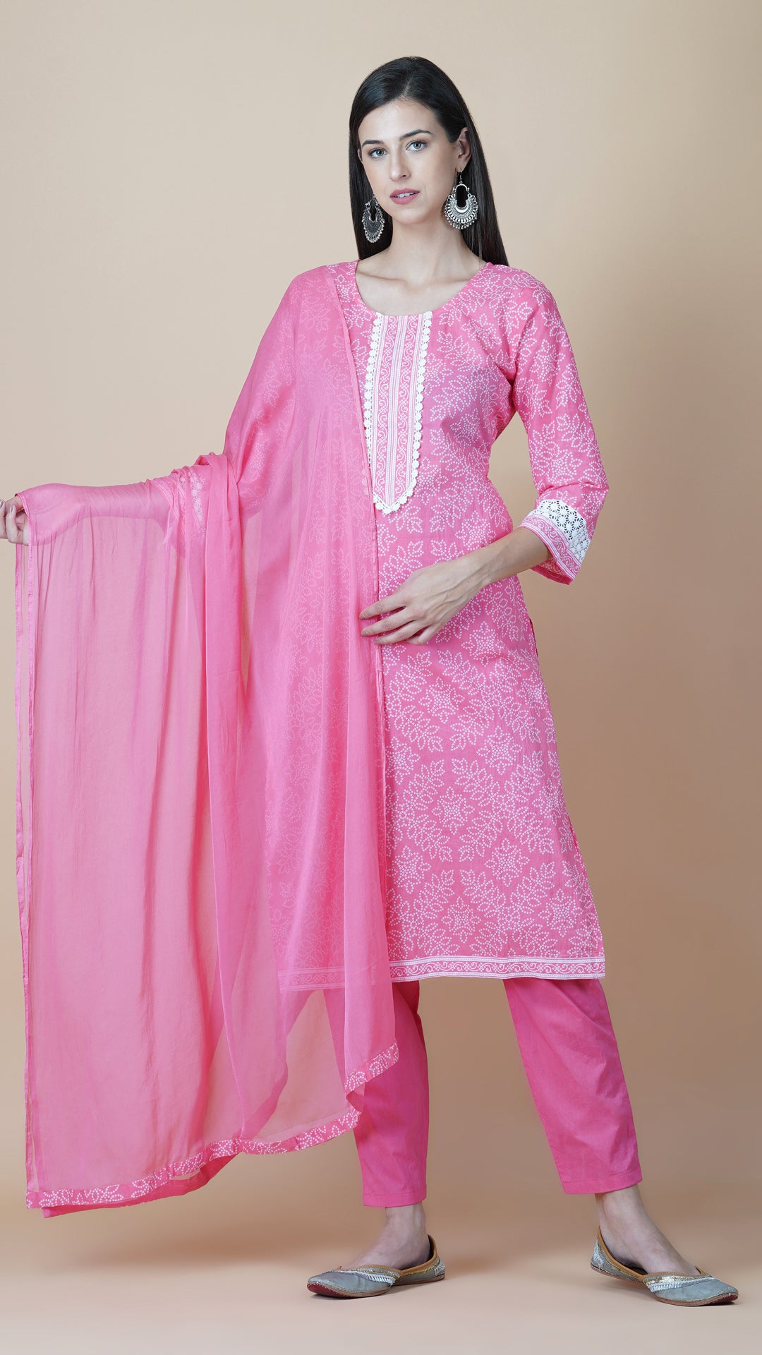 KAINOOSH PURE COTTON KURTA SET - PEACH (K371)