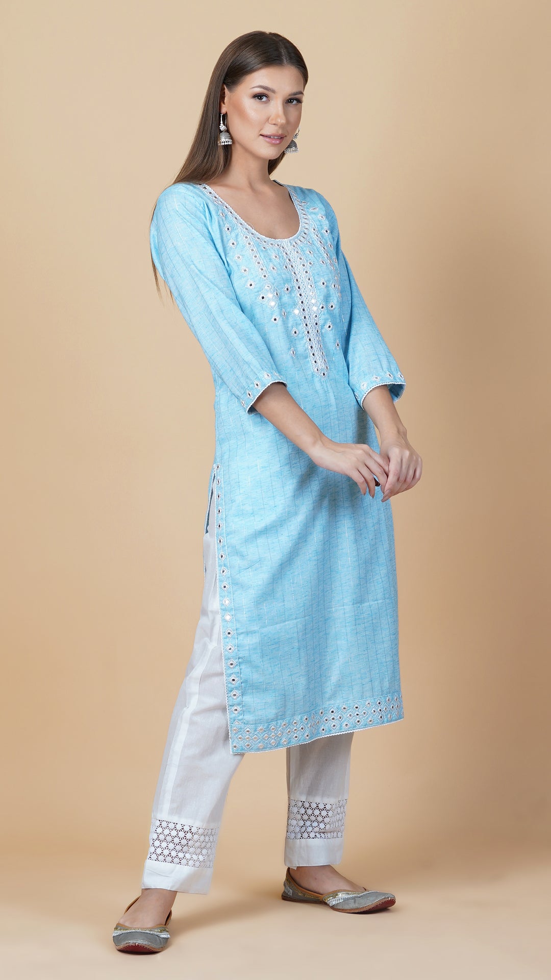 KAINOOSH PURE COTTON KURTA SET WITH EMBROIDERY (K368)