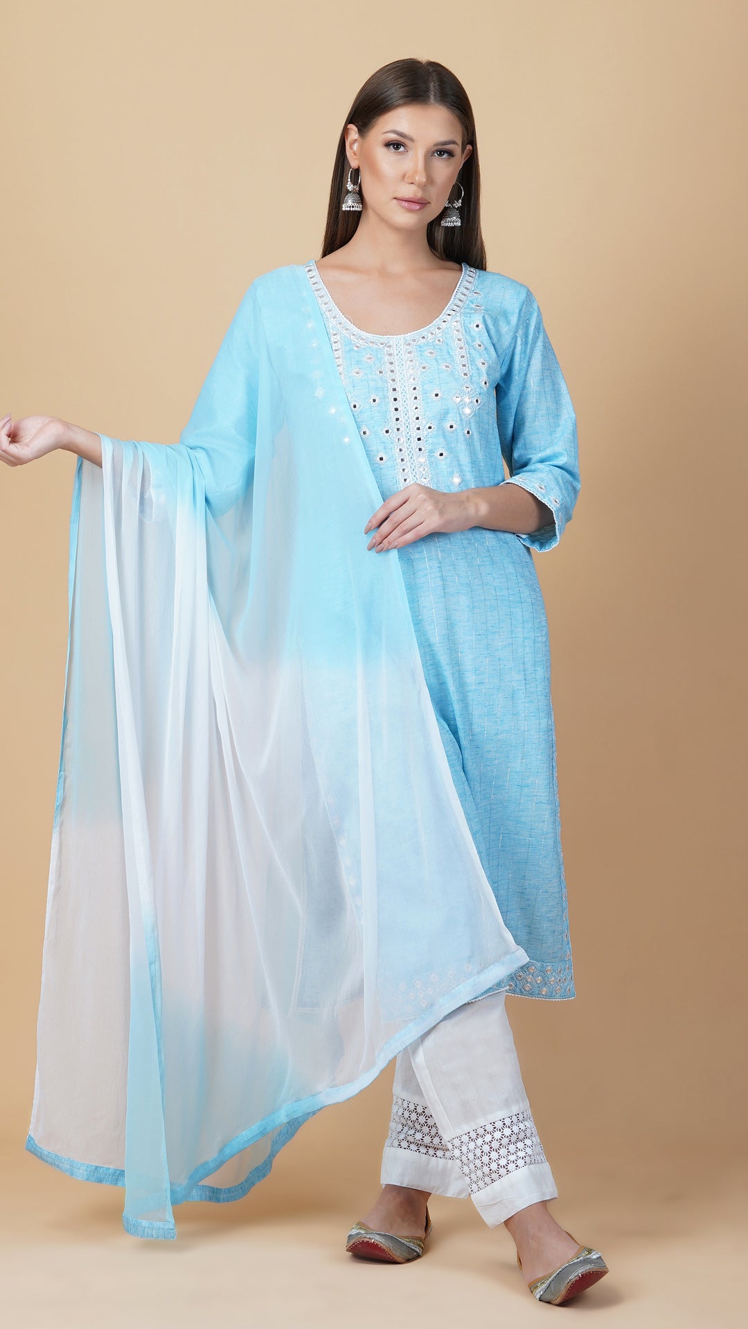 KAINOOSH PURE COTTON KURTA SET WITH EMBROIDERY (K368)