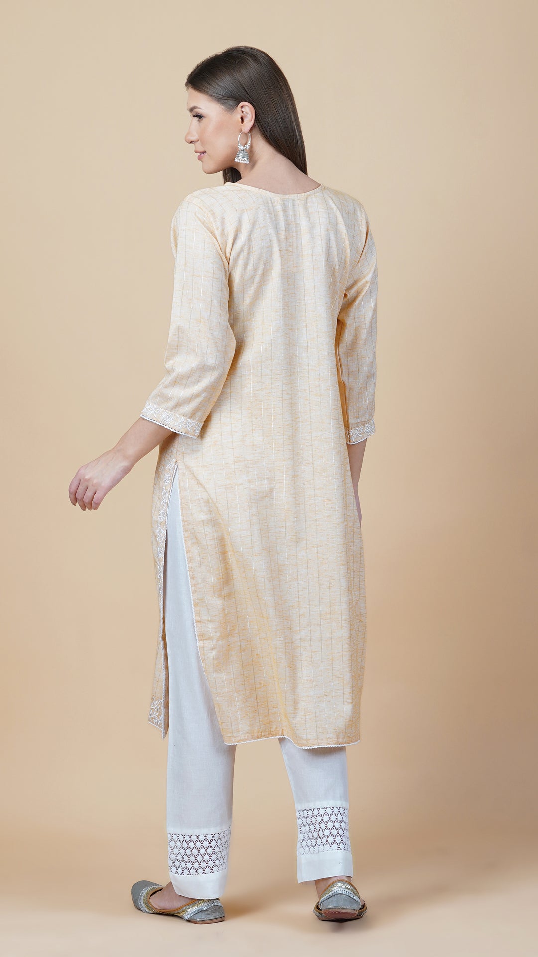 KAINOOSH PURE COTTON KURTA SET YELLOW (K368)