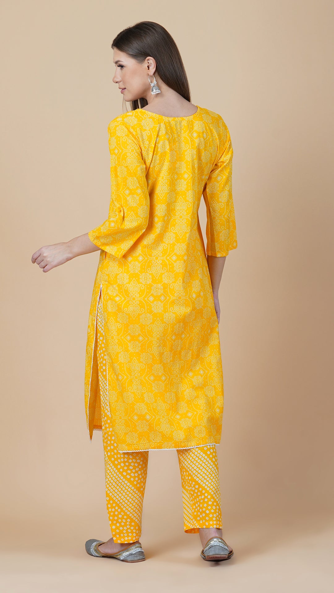 KAINOOSH PURE COTTON KURTA SET WITH EMBROIDERY YELLOW (K348)