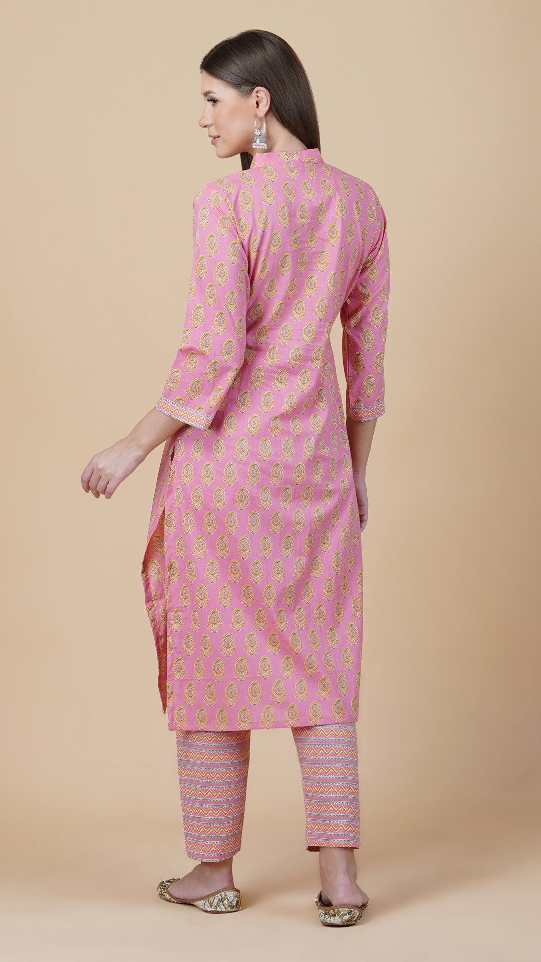 KAINOOSH PURE COTTON KURTA SET PEACH COLOUR (K340)