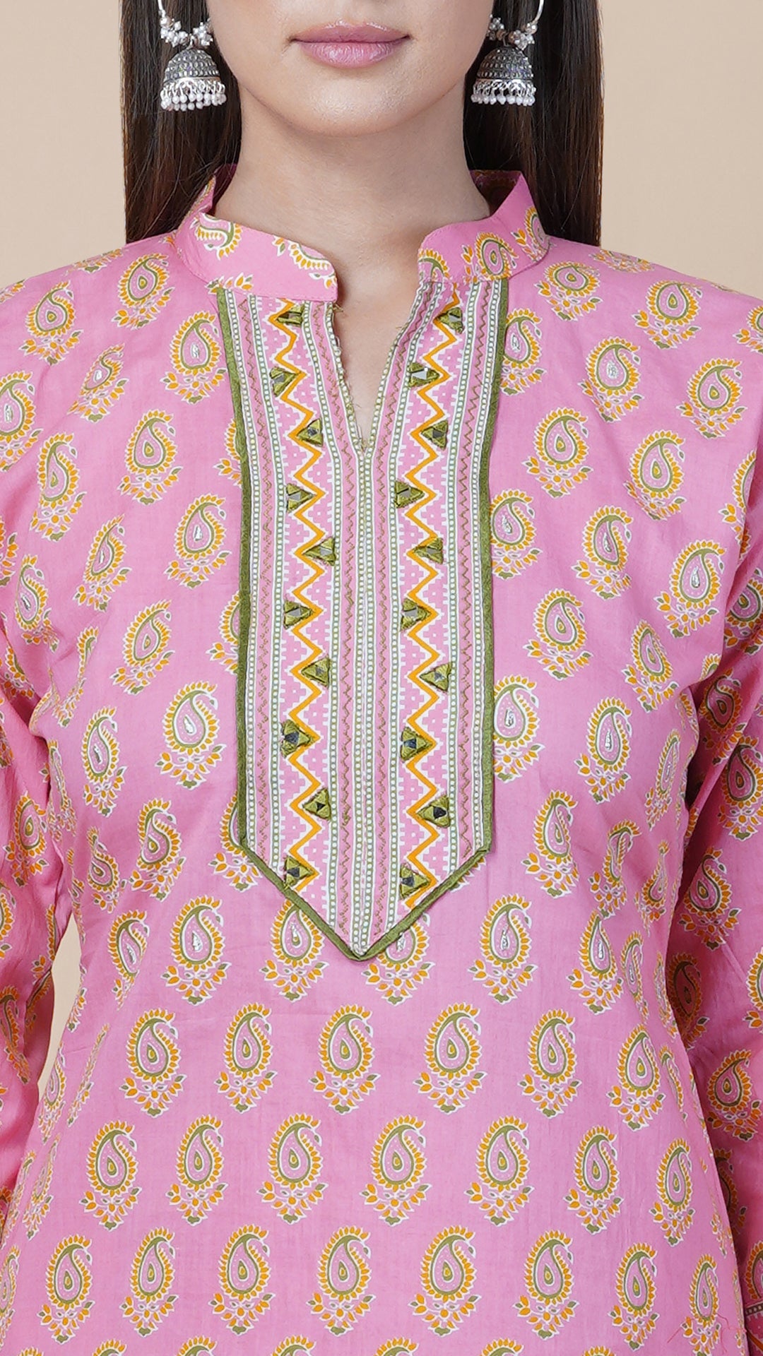 KAINOOSH PURE COTTON KURTA SET PEACH COLOUR (K340)