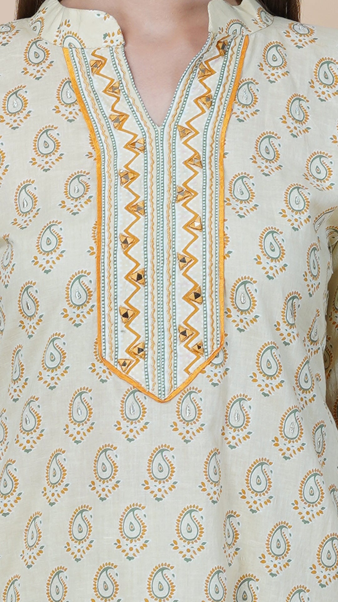 KAINOOSH  CAMBRIC KURTA SET - BEIGE (K340)