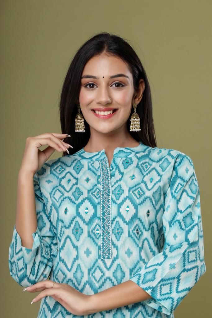 KAINOOSH pure cotton block printed  kurta set with embroidery (K387)