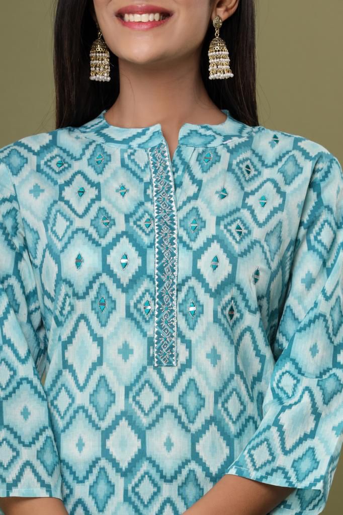 KAINOOSH pure cotton block printed  kurta set with embroidery (K387)