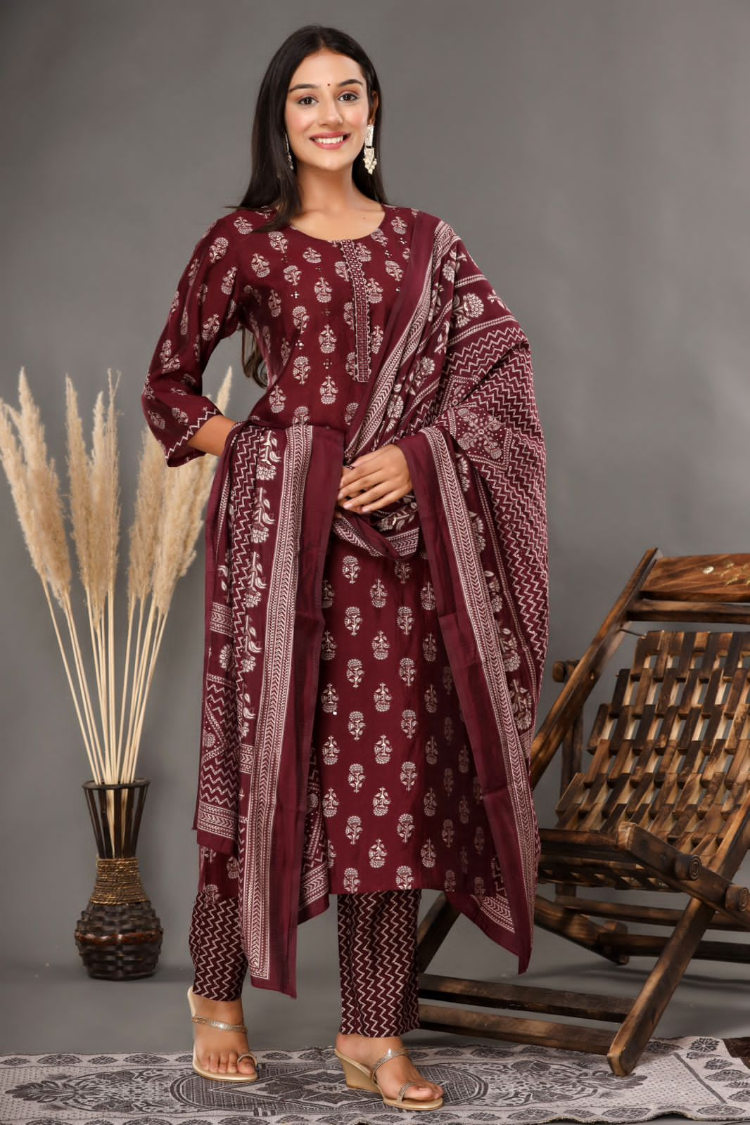 KAINOOSH modaal chanderi digital print kurta set with embroidery