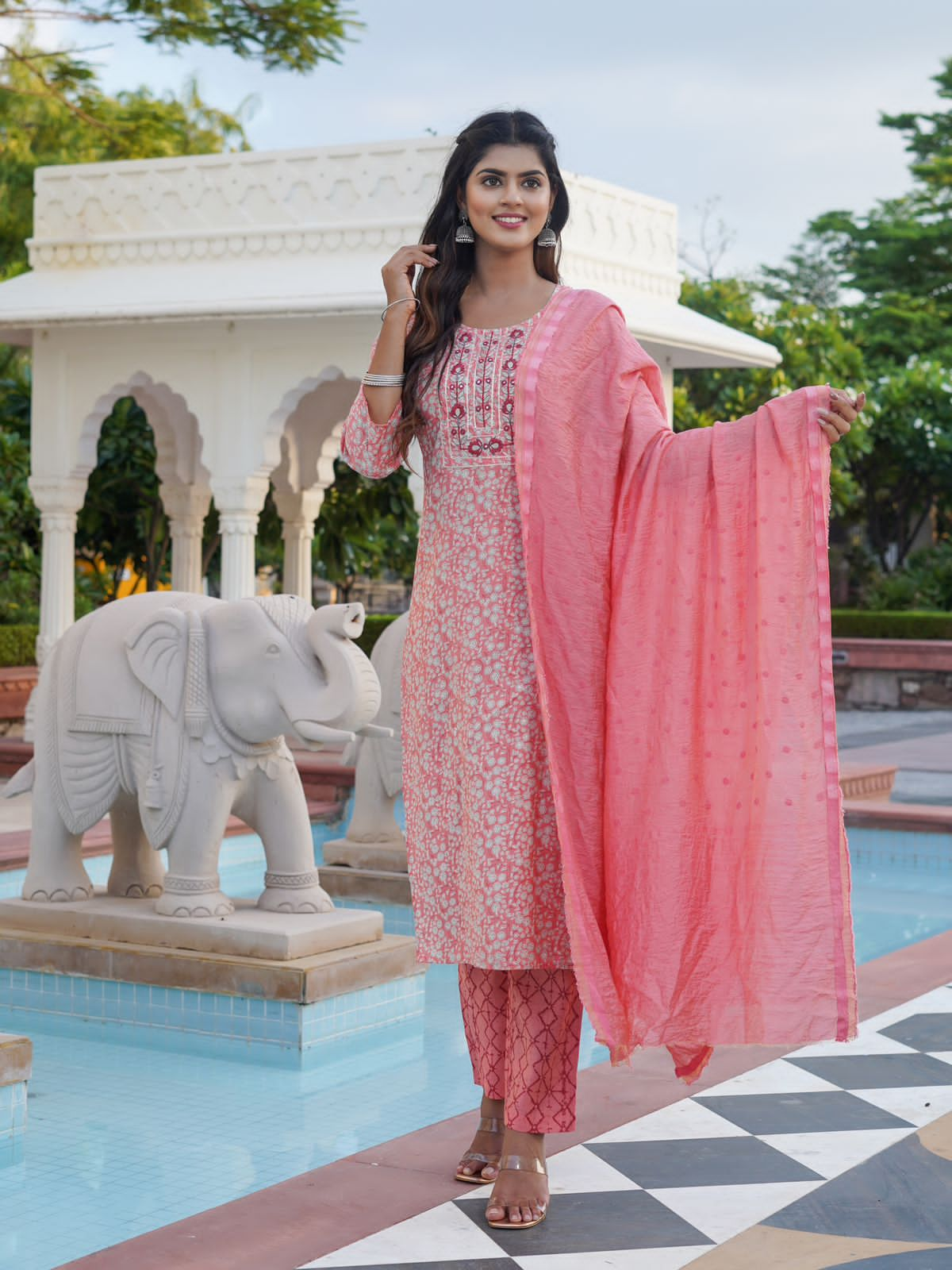 KAINOOSH modaal silk kurta set with embroidery (K384)