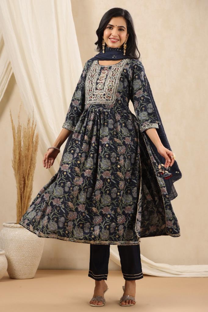 KAINOOSH NAIRA CUT anarkali kurta set with yoke embroidery