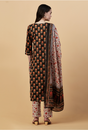 KAINOOSH PURE COTTON BLOCK PRINTED KURTA SET WITH EMBROIDERY